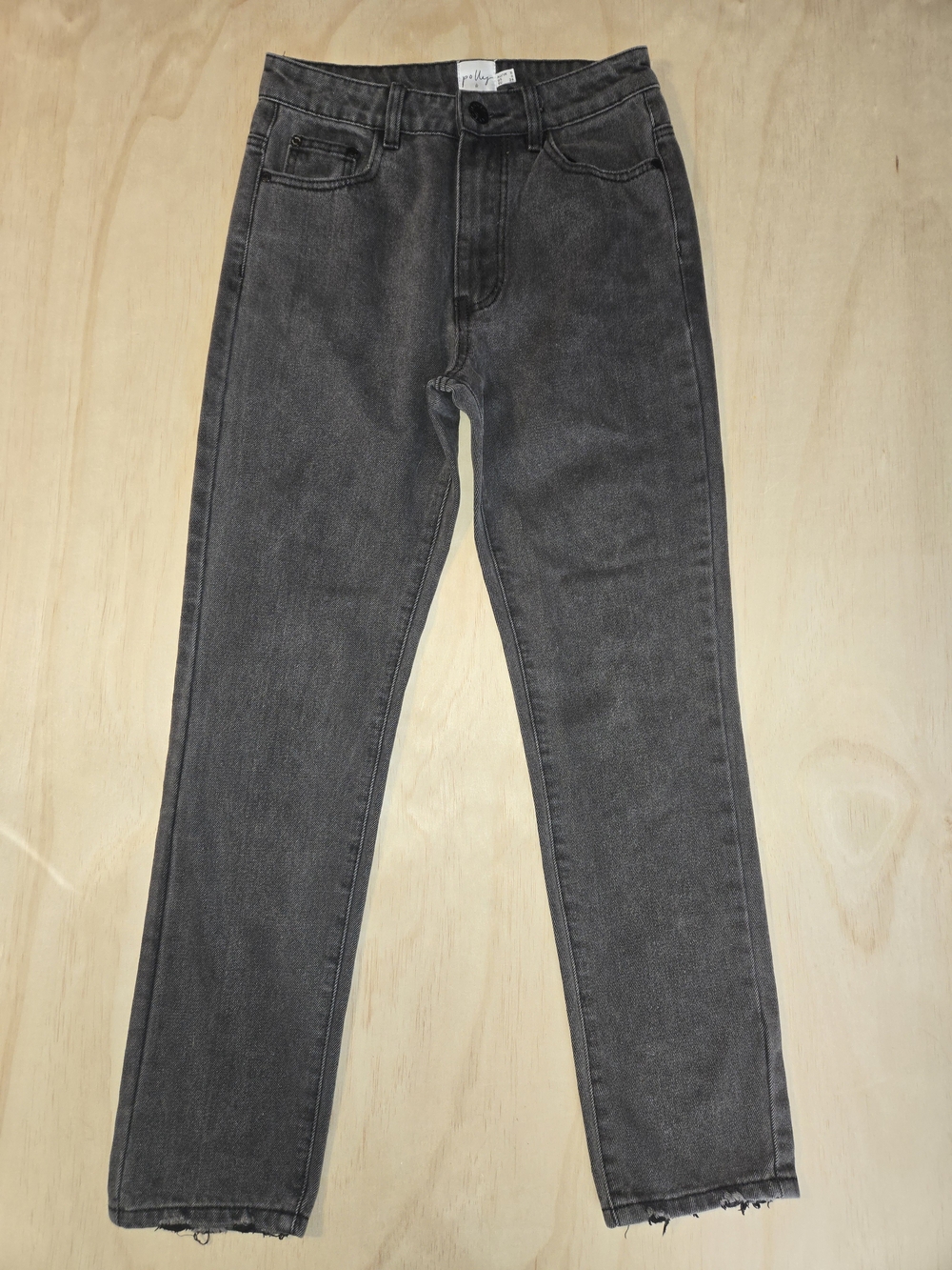 Princess Polly High-Rise Straight Leg Jeans Washed Grey Size US 4